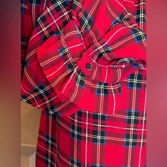 J CREW sMP polyester chiffon plaid blouse Perfect for the holidays!! Looks new! - Picture 5 of 7